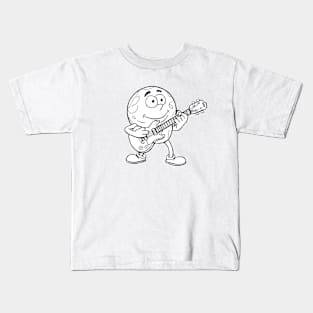 Earth Cartoon Playing Guitar Kids T-Shirt